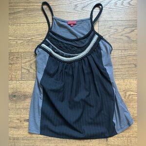 Y2K 2000’s Vintage Suit Pinstripe Soft Going Out Tank Top With Lace Detail